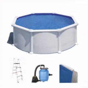 Gre Atlantis Ronde Ø350 x 132cm - Piscine hors sol en acier - Filtre Aqualoon