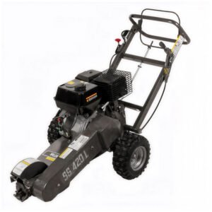 BlackStone SG 420 L - Rogneuse de souches - Moteur Loncin de 420 cm3 - Disque de coupe avec 8 marteaux en carbure de tungstène