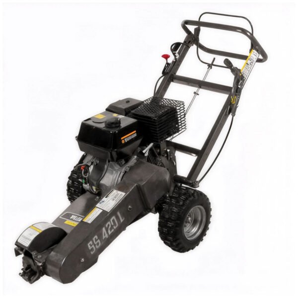 BlackStone SG 420 L - Rogneuse de souches - Moteur Loncin de 420 cm3 - Disque de coupe avec 8 marteaux en carbure de tungstène