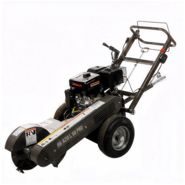 BlackStone SG 420 L ES PRO - Rogneuse de souches - Moteur Loncin de 420 cm3 - Disque de coupe avec 8 marteaux en carbure de tungstène