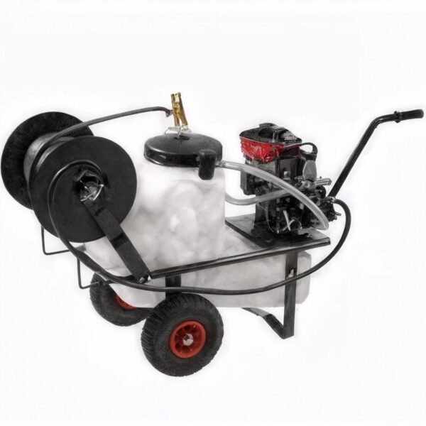 Groupe motopompe de pulvérisation Comet MTP MC 25 - Loncin 148F-2 sur chariot et cuve 55 l