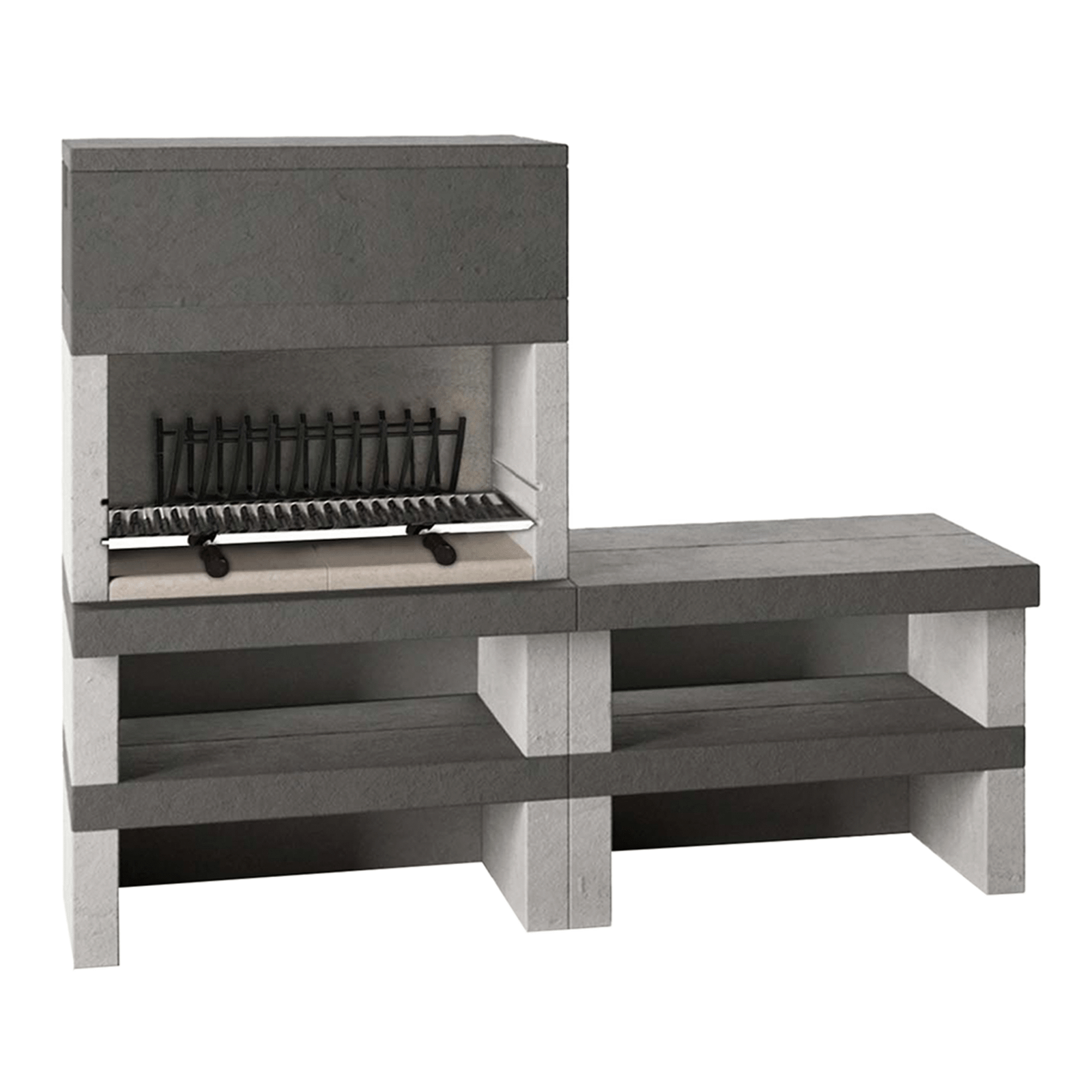 Edilmark-Kubo-1-barbecue à bois-et à charbon-en-maçonnerie-brûleur-arrière-et-accessoire-panka-déplaçable